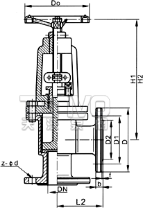 J44F46角型衬氟截止阀实物图