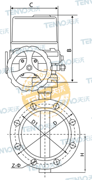 法兰式电动软密封蝶阀结构图