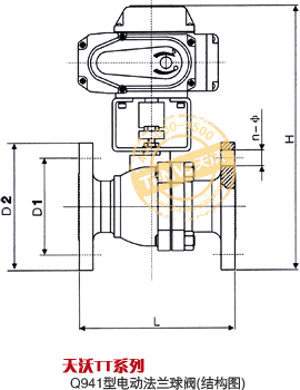 天沃TT系列电动法兰球阀结构图