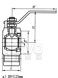 DN≤25薄型对夹式球阀结构图