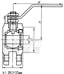 DN≥25薄型对夹式球阀结构图