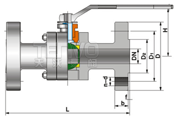 高压法兰球阀结构图