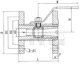 广式法兰球阀结构图
