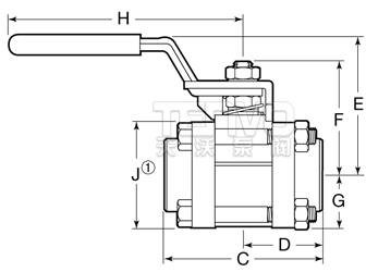 卡套管和公称管承插焊接球阀结构图