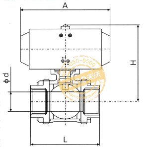 Q611F三片式气动内螺纹球阀结构图