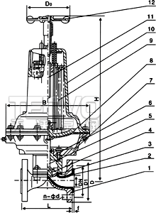 EG6B41J英标（常闭型）气动隔膜阀结构图