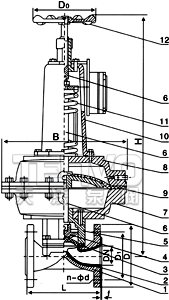 EG6K41J英标（常开型）气动隔膜阀结构图
