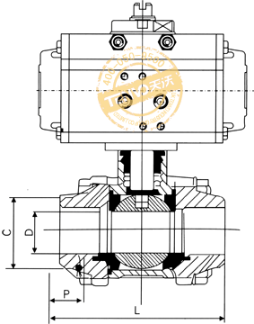 AT系列气动焊接球阀结构图