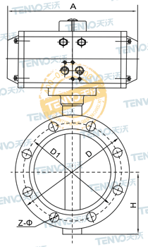 法兰式气动软密封蝶阀结构图