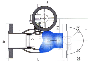 （法兰连接）蜗轮缩径全焊接球阀结构图