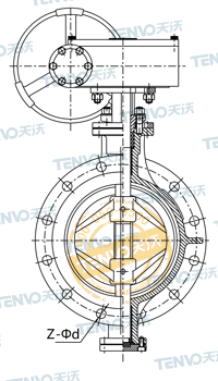 法兰式多层次三偏心金属硬密封蝶阀结构图