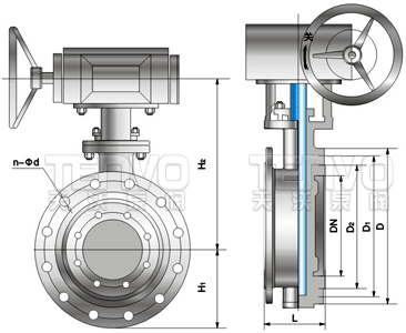金属硬密封双向蝶阀结构图