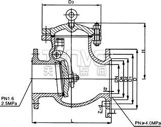 H44H旋启式止回阀结构图
