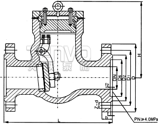 H44H法兰止回阀结构图