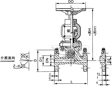 Jy41W型小口径氧气专用截止阀结构图