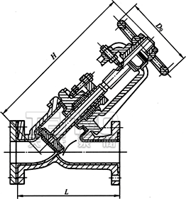J45H/Y直流式Y型截止阀结构图