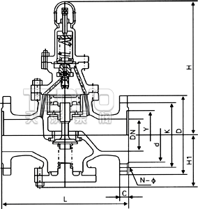 Y43H先导活塞式蒸汽减压阀结构图