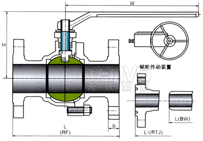 铸钢法兰球阀结构图