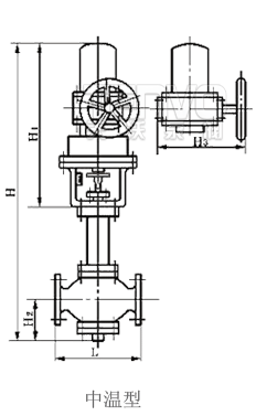 中温型ZSPQ气动活塞切断阀外形尺寸图
