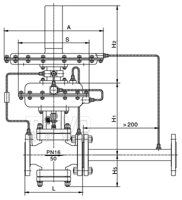 ZZHP指挥器操作型自力式压力调节阀结构图